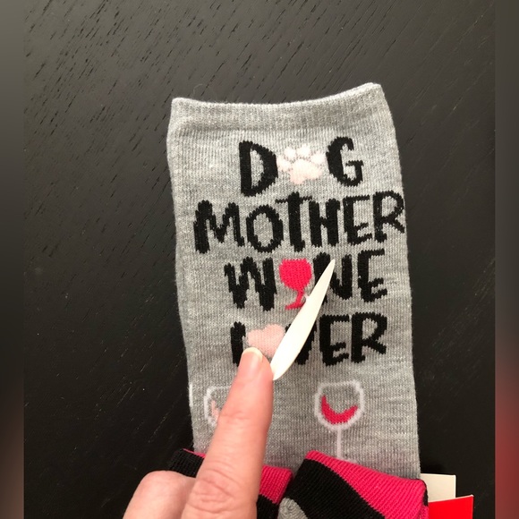 Cute matching pet and owner socks. Reads ~ “ Dog Mother Wine Lover” 🍷 - Picture 2 of 3